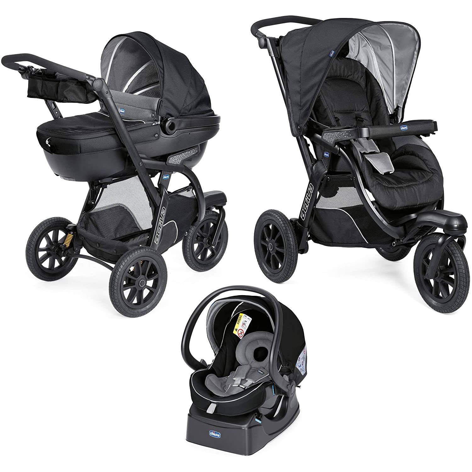 Chicco Kinderwagen 3-in1 Activ3 Top Kit Car Jet Black | Babyhuys.com