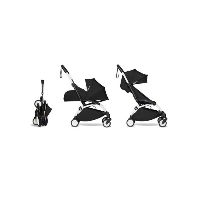 Babyzen Yoyo2 0+ 6+ Poussette Complète Noir - Cadre Blanc - Babyhuys.com
