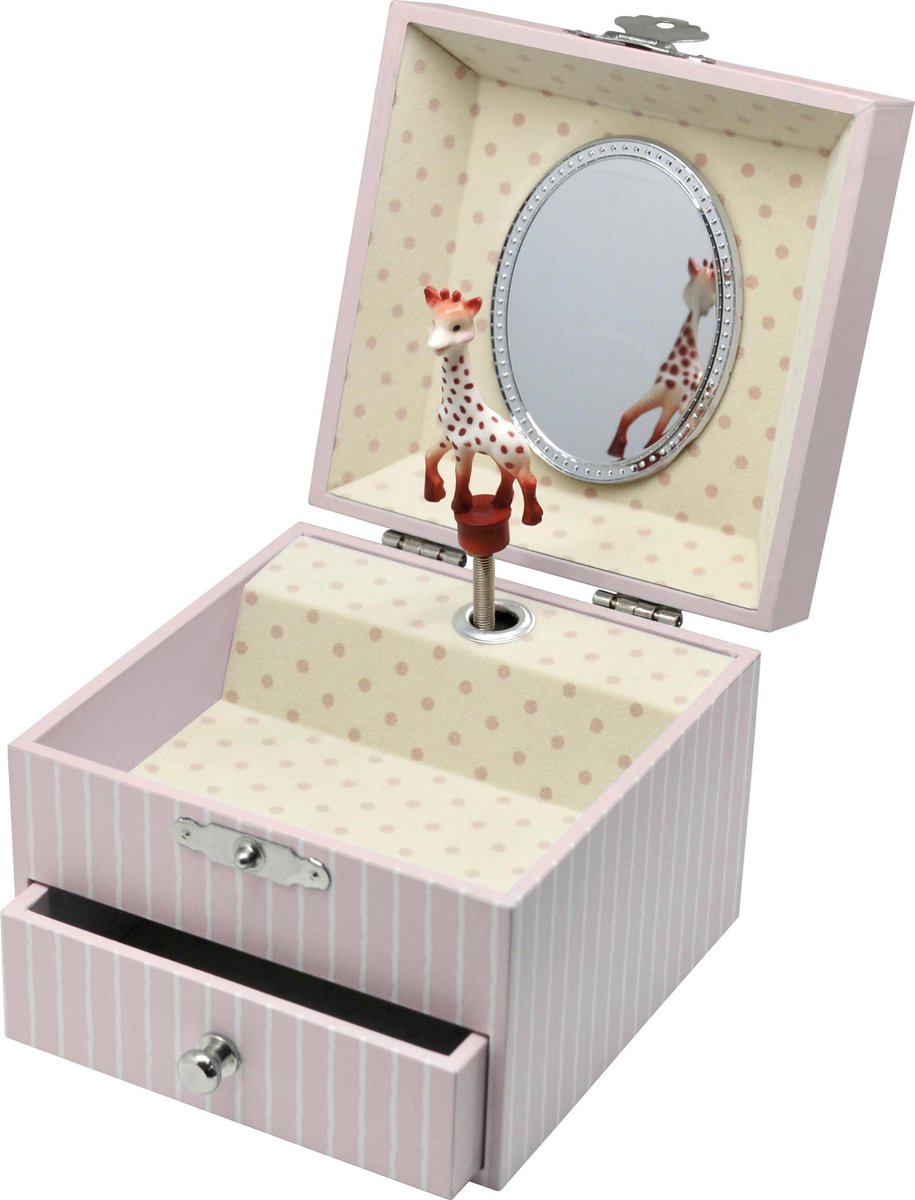 Sophie de giraf vierkant muziekdoosje - roze (glow in the dark) | Babyhuys.com