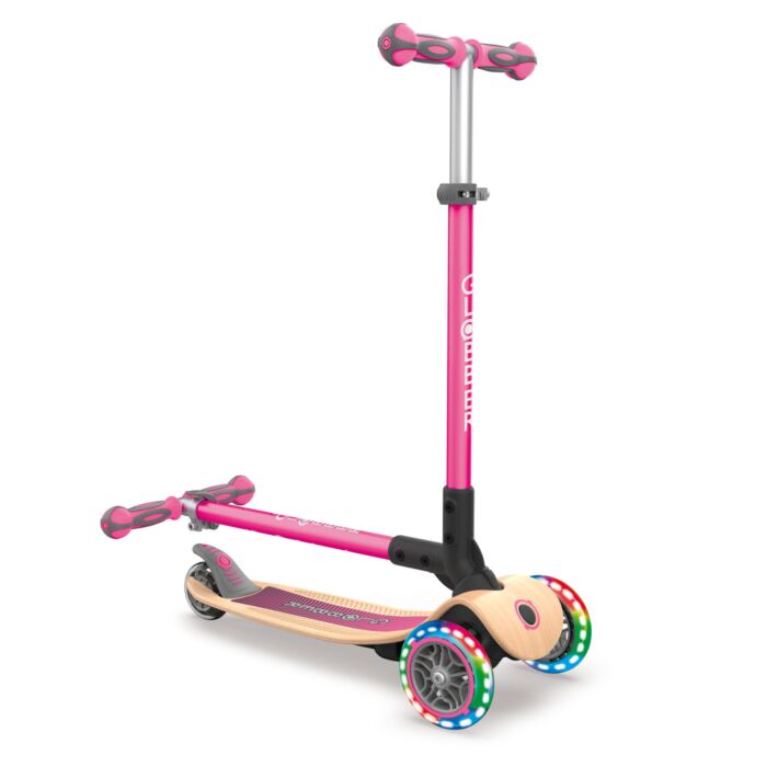 Globber Step - Primo Foldable Wood Lights - Deep Pink - Babyhuys.com