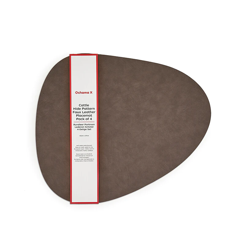 Ochama X - Rundleer - Placemat - Okkernoot - 43X37cm - Wohi.nl