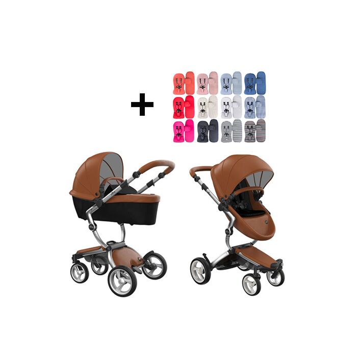 Mima Xari Kinderwagen | Frame - Aluminium | Zitting + Kap - Camel | Starter Pack - Black