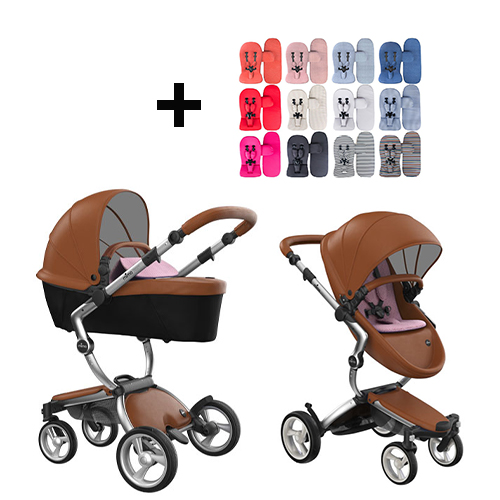 Mima Xari Kinderwagen | Frame - Aluminium | Zitting + Kap - Camel | Starter Pack - Pixel Pink