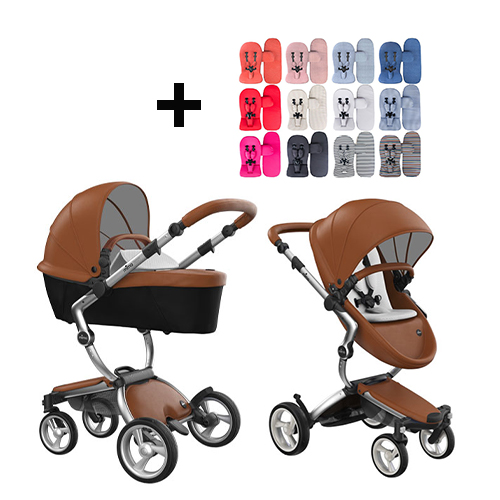 Mima Xari Kinderwagen | Frame - Aluminium | Zitting + Kap - Camel | Starter Pack - Stone White