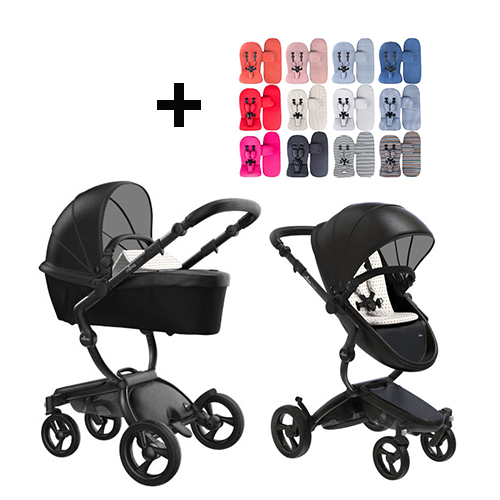 Mima Xari Kinderwagen | Frame - Black | Zitting + Kap - Black | Starter Pack - Sandy Beige - Babyhuys.com