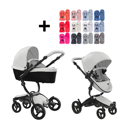 Mima Xari Kinderwagen | Frame - Black | Zitting + Kap - Snow White | Starter Pack - Black & White - Babyhuys.com