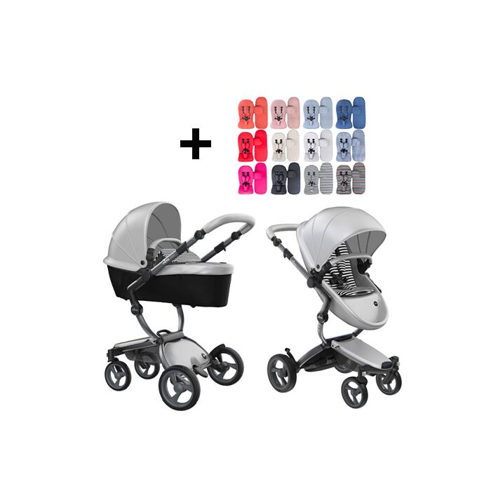 Mima Xari Kinderwagen | Frame - Graphite Grey | Zitting + Kap - Argento | Starter Pack - Black & White - Babyhuys.com