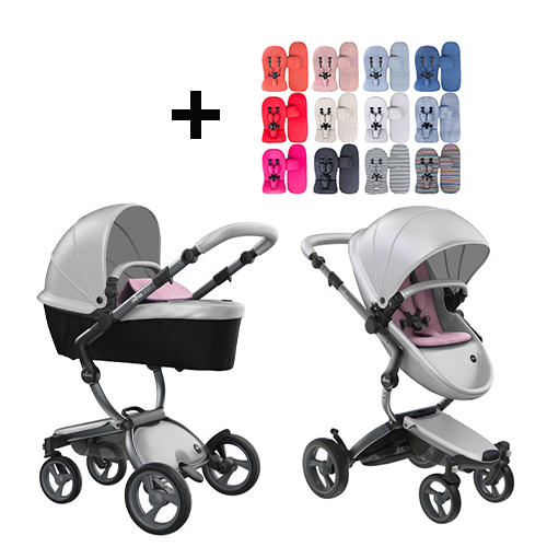 Mima Xari Kinderwagen | Frame - Graphite Grey | Zitting + Kap - Argento | Starter Pack - Pixel Pink - Babyhuys.com