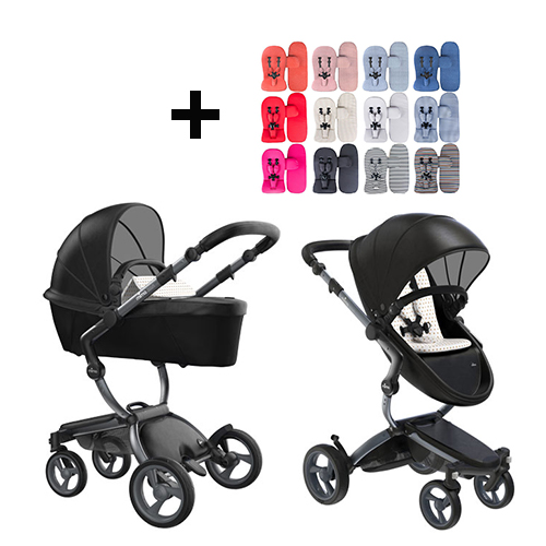 Mima Xari Kinderwagen | Frame - Graphite Grey | Zitting + Kap - Black | Starter Pack - Sandy Beige - Babyhuys.com