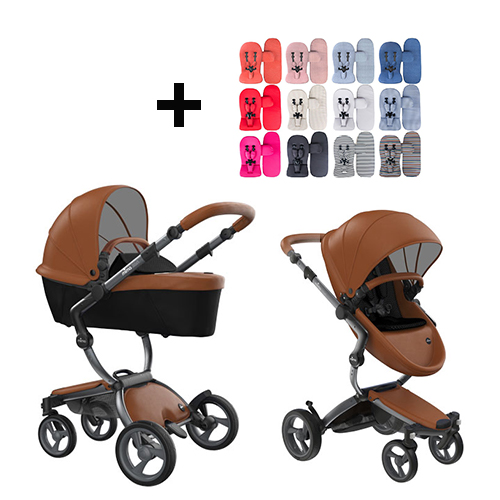 Mima Xari Kinderwagen | Frame - Graphite Grey | Zitting + Kap - Camel | Starter Pack - Black - Babyhuys.com