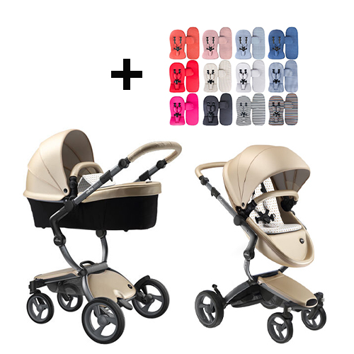 Mima Xari Kinderwagen | Frame - Graphite Grey | Zitting + Kap - Champagne | Starter Pack - Sandy Beige - Babyhuys.com