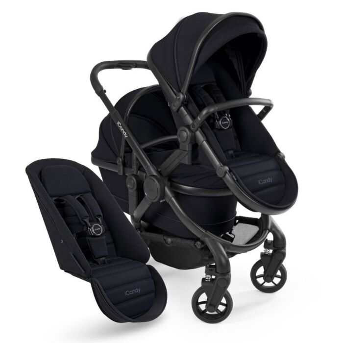iCandy Peach 7 Double Combi/Pram Black (Newborns & Toddlers) - Babyhuys.com