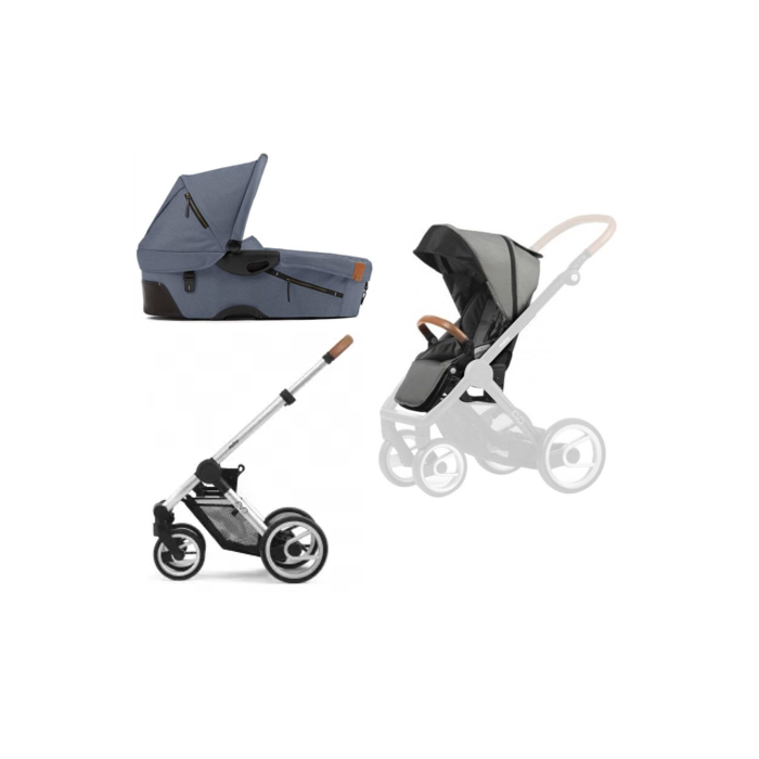 Mutsy Evo Standaard Frame Cognac Grip - Reiswieg Industrial Grey - Zitje Urban Light Grey