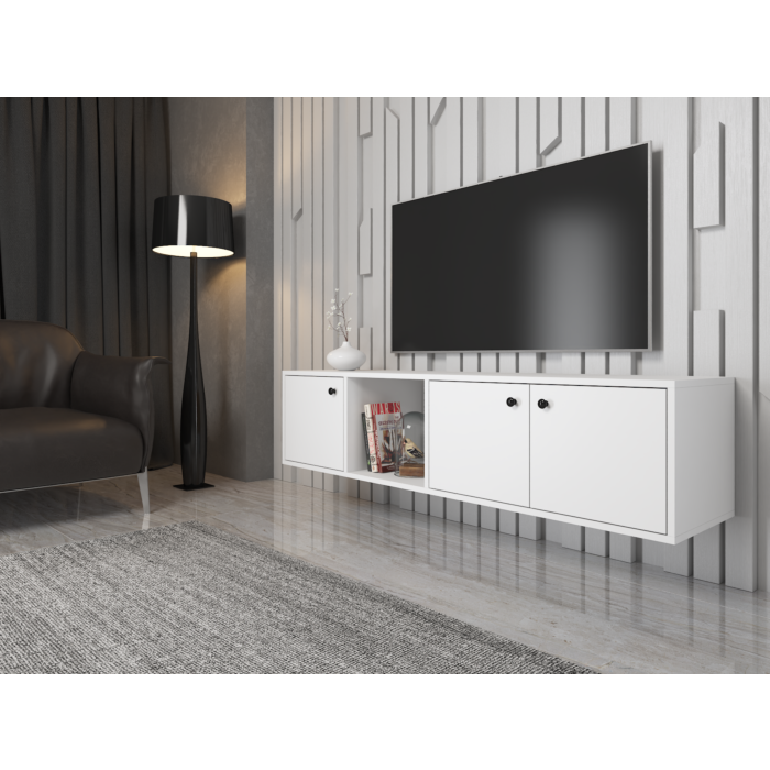 Hoppa! Hira TV Kast - TV Meubel 160 cm - White/Black | Wohi.nl