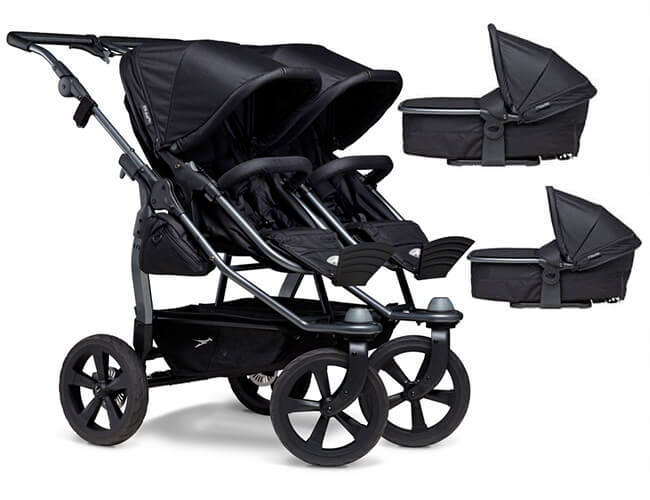 TFK Duo Air - Tweeling Combi Kinderwagen - Black - Babyhuys.com 