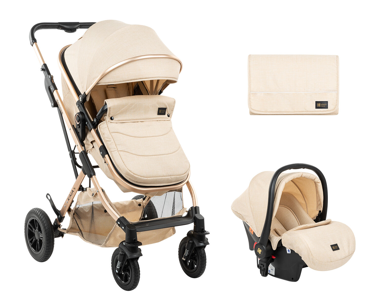 KikkaBoo Tricycle 8 en 1 ALUMA, Poussette évolutive pliable, assise réversible, capuche réglable, cadre en aluminium, ceinture 5 points, vélo enfants 1-5 ans, gris